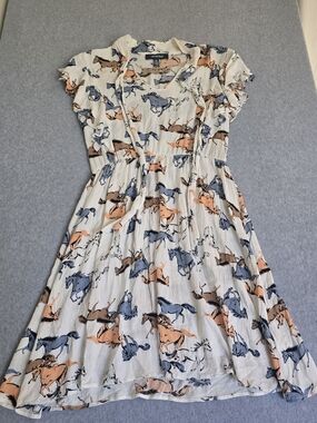 ModCloth Horse Print Equestrian Fit & Flare Dress M